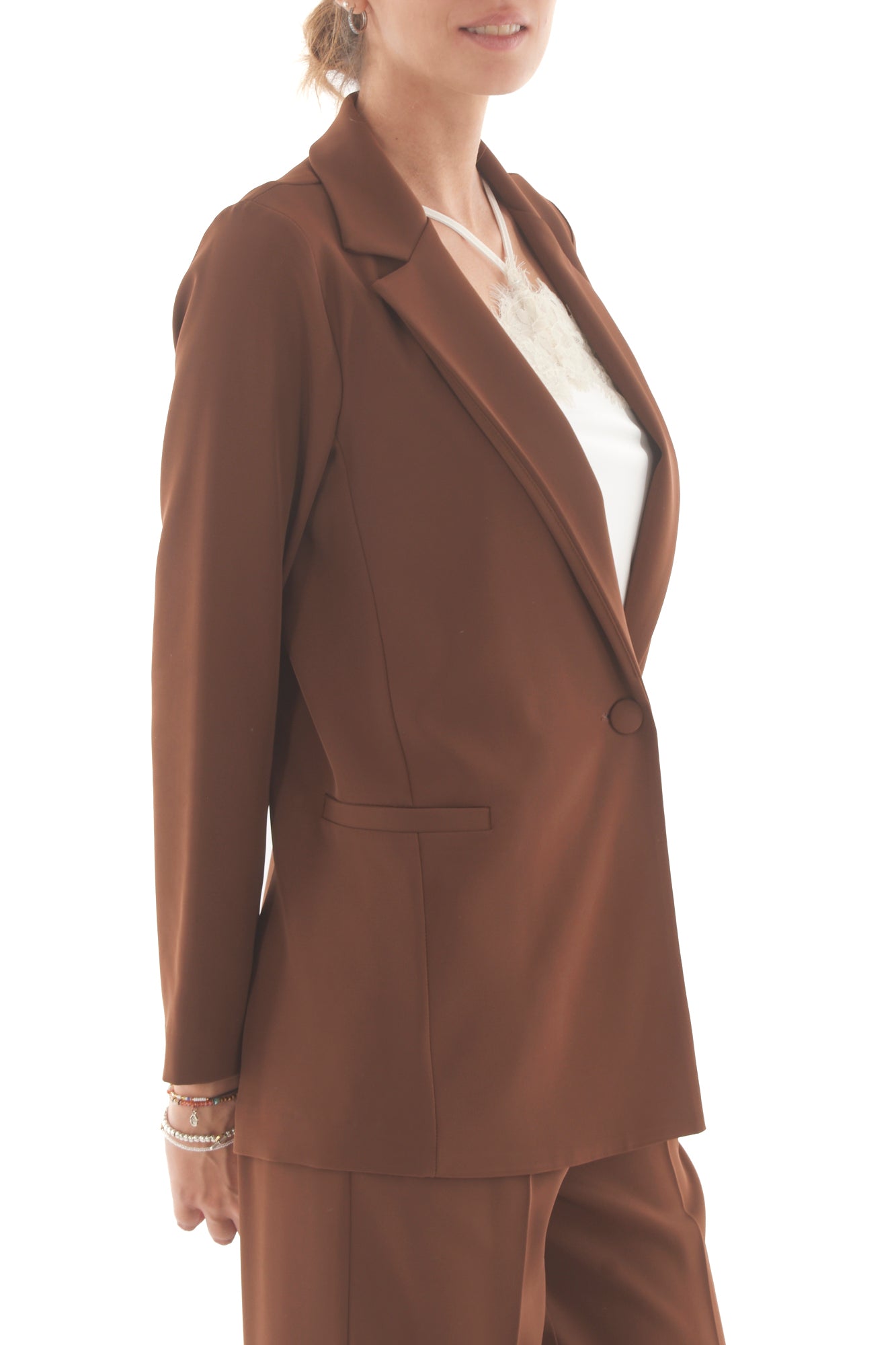 Giacca un bottone Susy mix - Tabacco