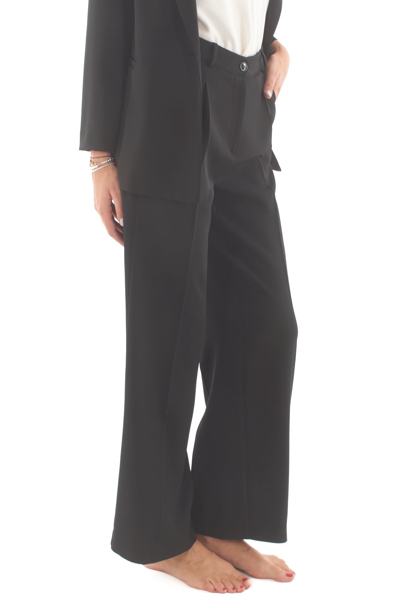 Pantalone a palazzo Susy mix - Nero