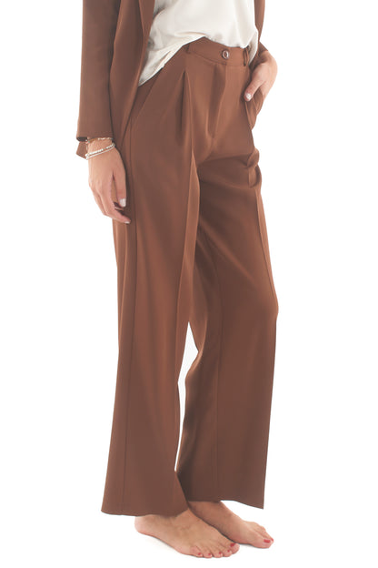 Pantalone a palazzo Susy mix - Tabacco