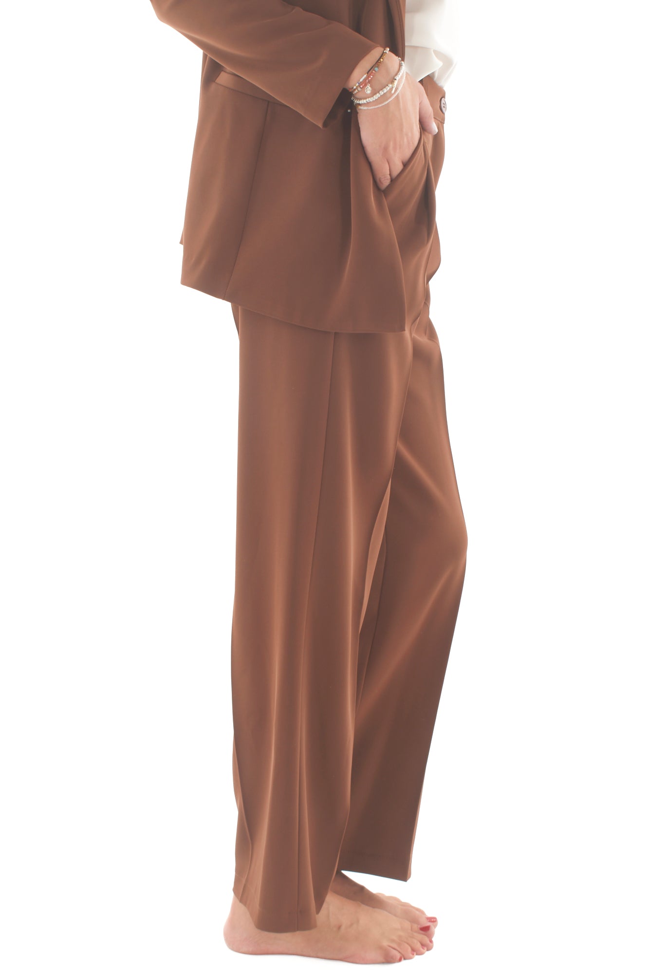 Pantalone a palazzo Susy mix - Tabacco