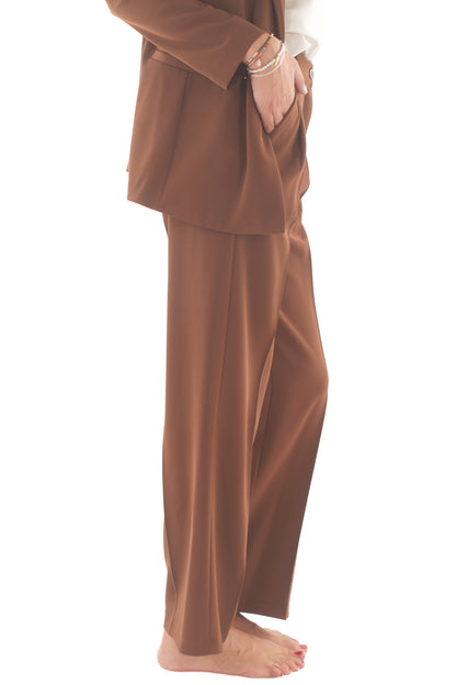 Pantalone a palazzo Susy mix - Tabacco