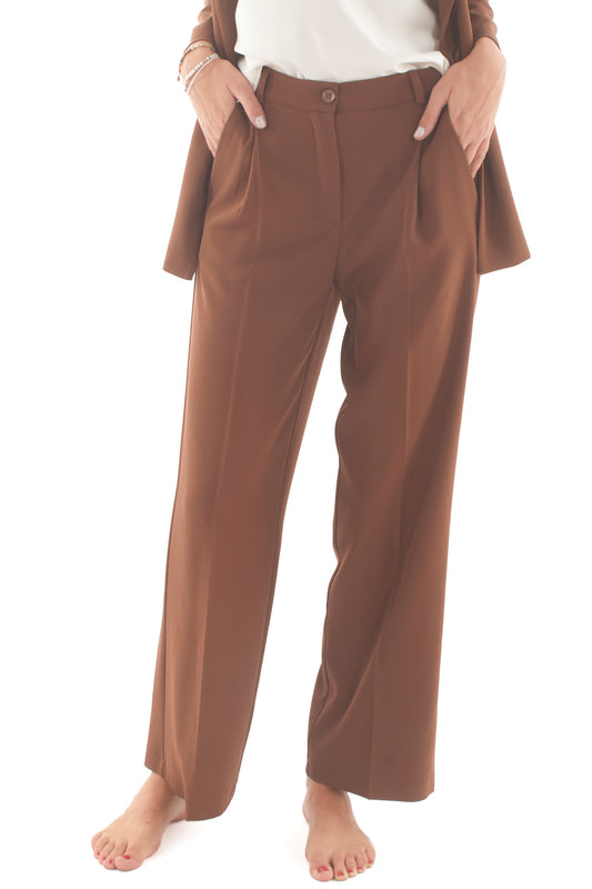 Pantalone a palazzo Susy mix - Tabacco