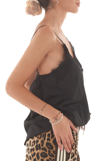 Canottiera con pizzo Susy mix - Nero