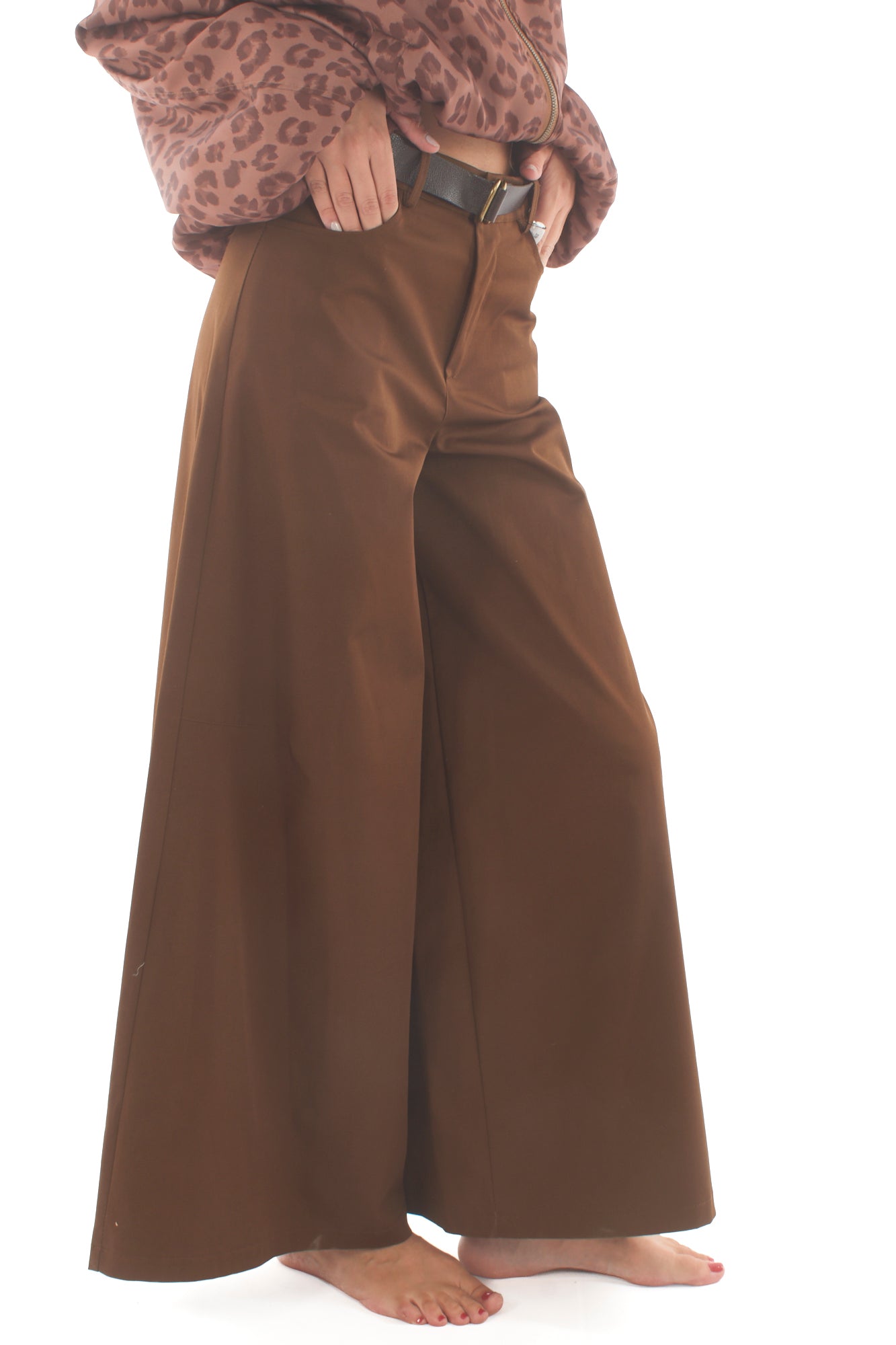 Pantalone con gamba larga Susy mix - Tabacco