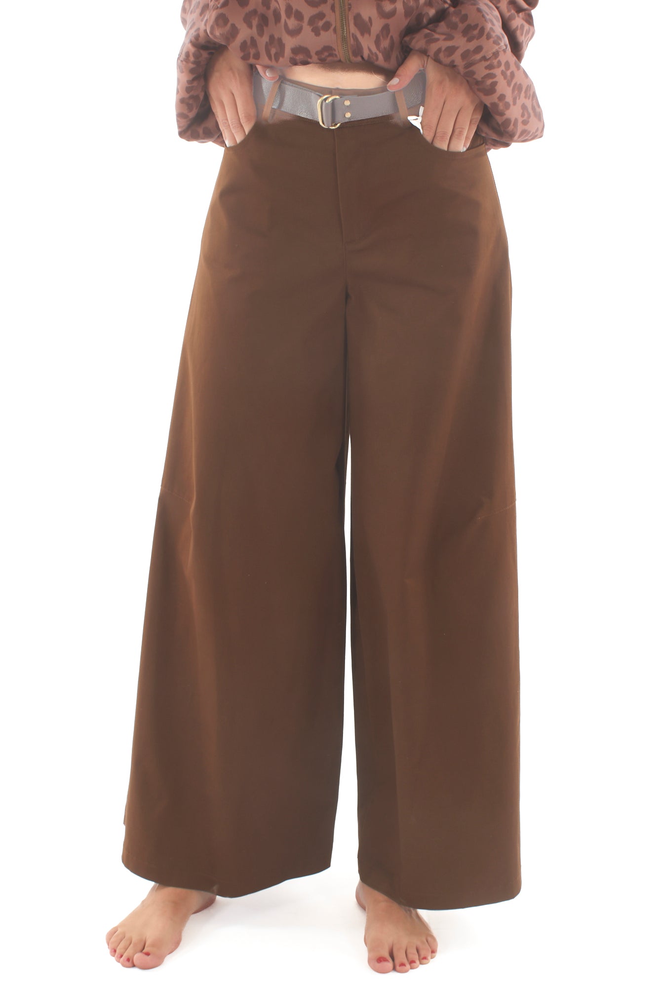 Pantalone con gamba larga Susy mix - Tabacco