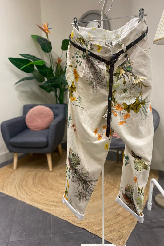 DIXIE Pantalone fiorato Dixie - Burro Panna