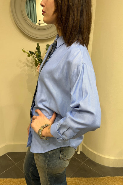 DIXIE Camicia con cravatta vintage Dixie Celeste