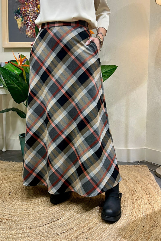 DIXIE Gonna lunga a quadri Dixie Camel