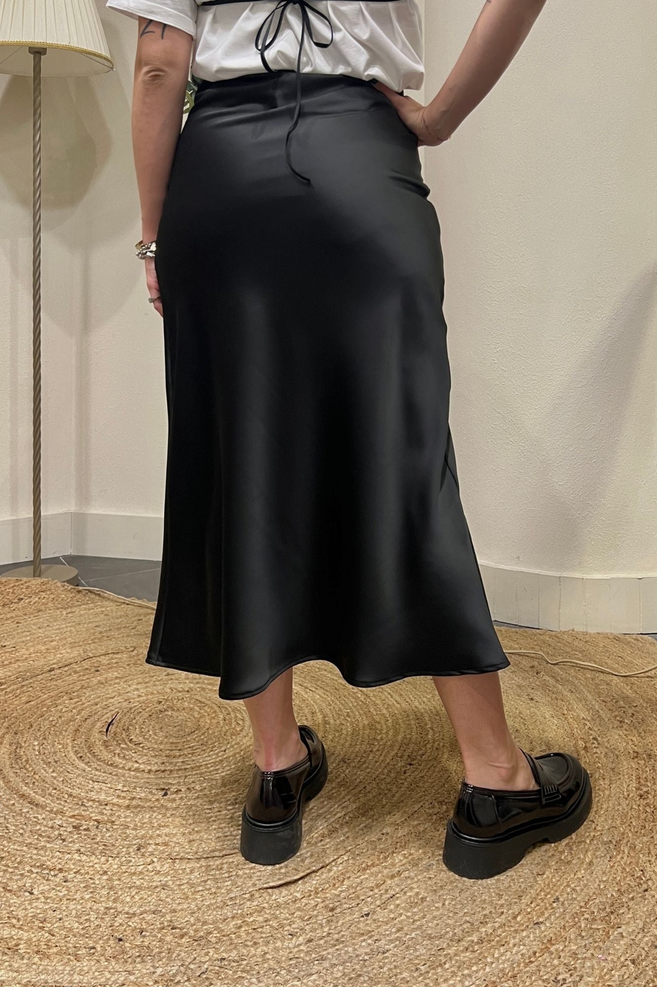 DIXIE Gonna in satin Dixie Nero