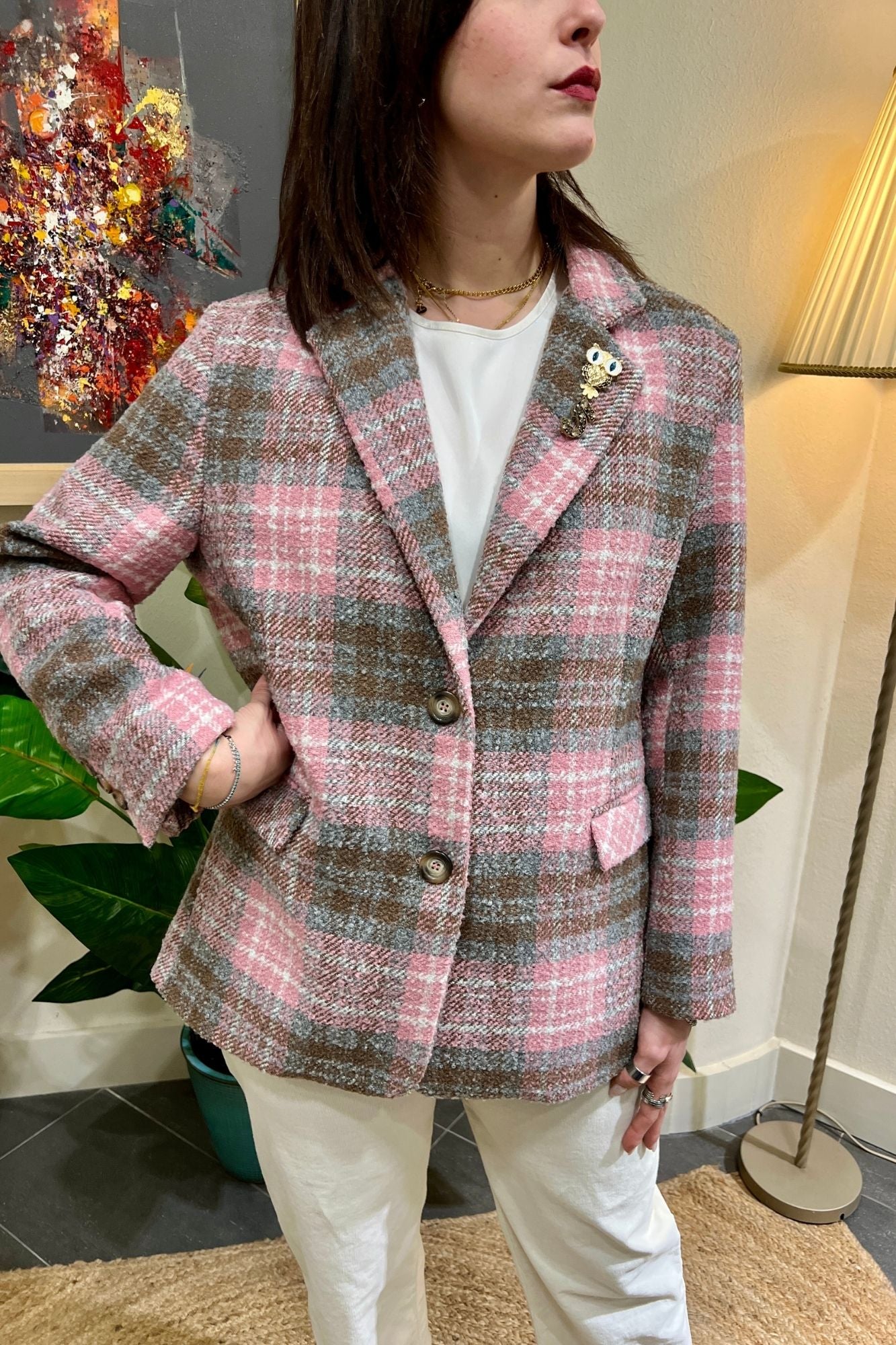 DIXIE Giacca principe di galles Dixie Rosa