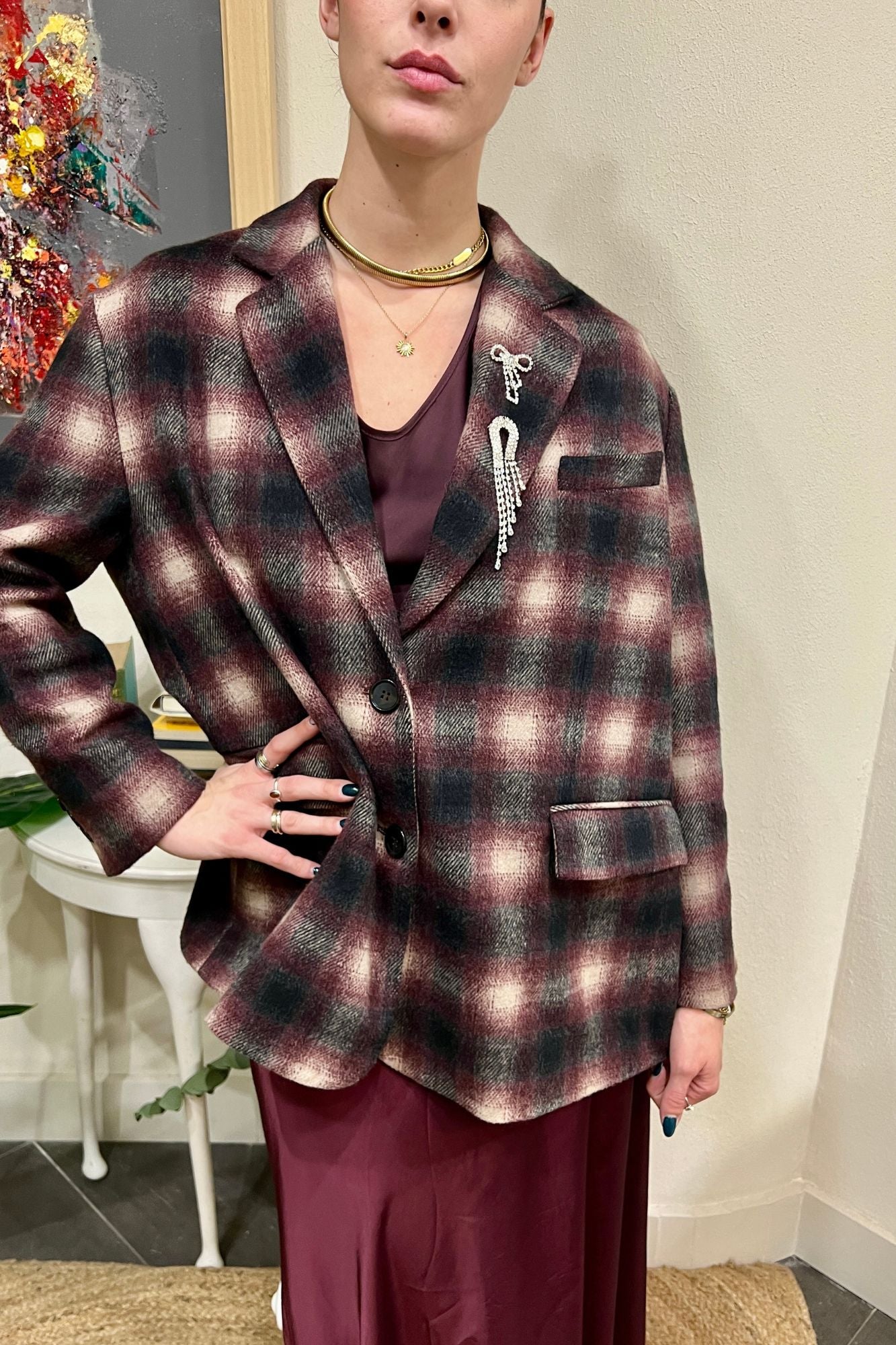 DIXIE Giacca a quadri Dixie Bordeau