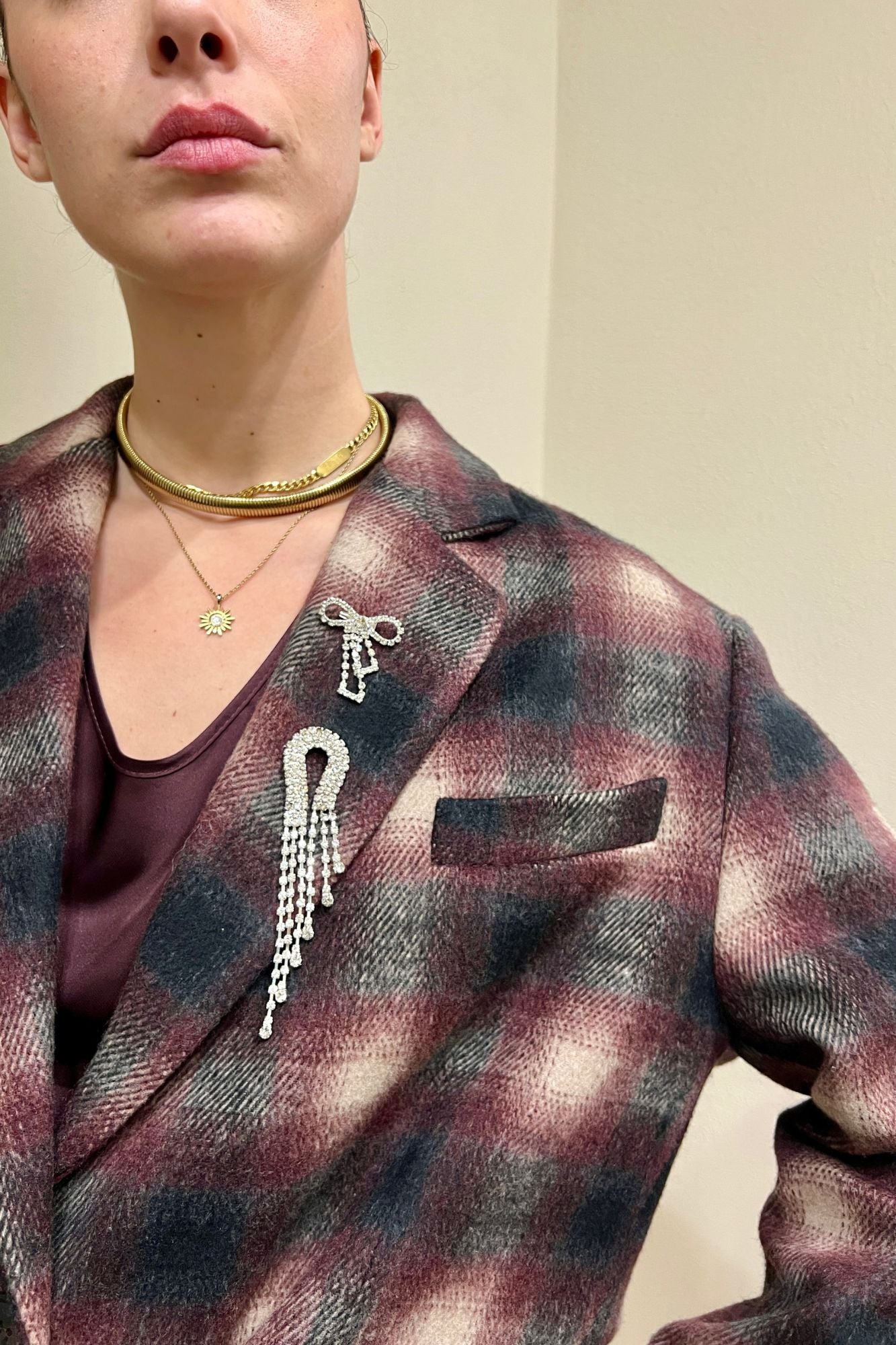 DIXIE Giacca a quadri Dixie Bordeau