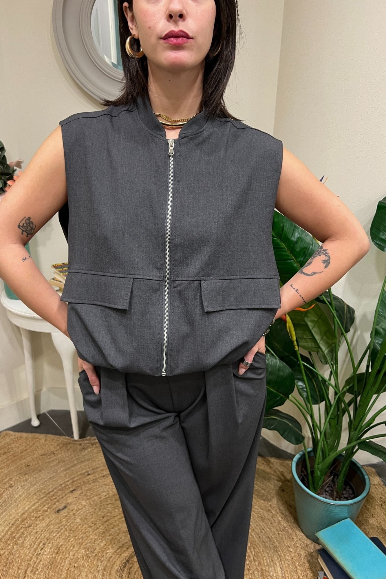 DIXIE Gilet con zip Dixie Antracite