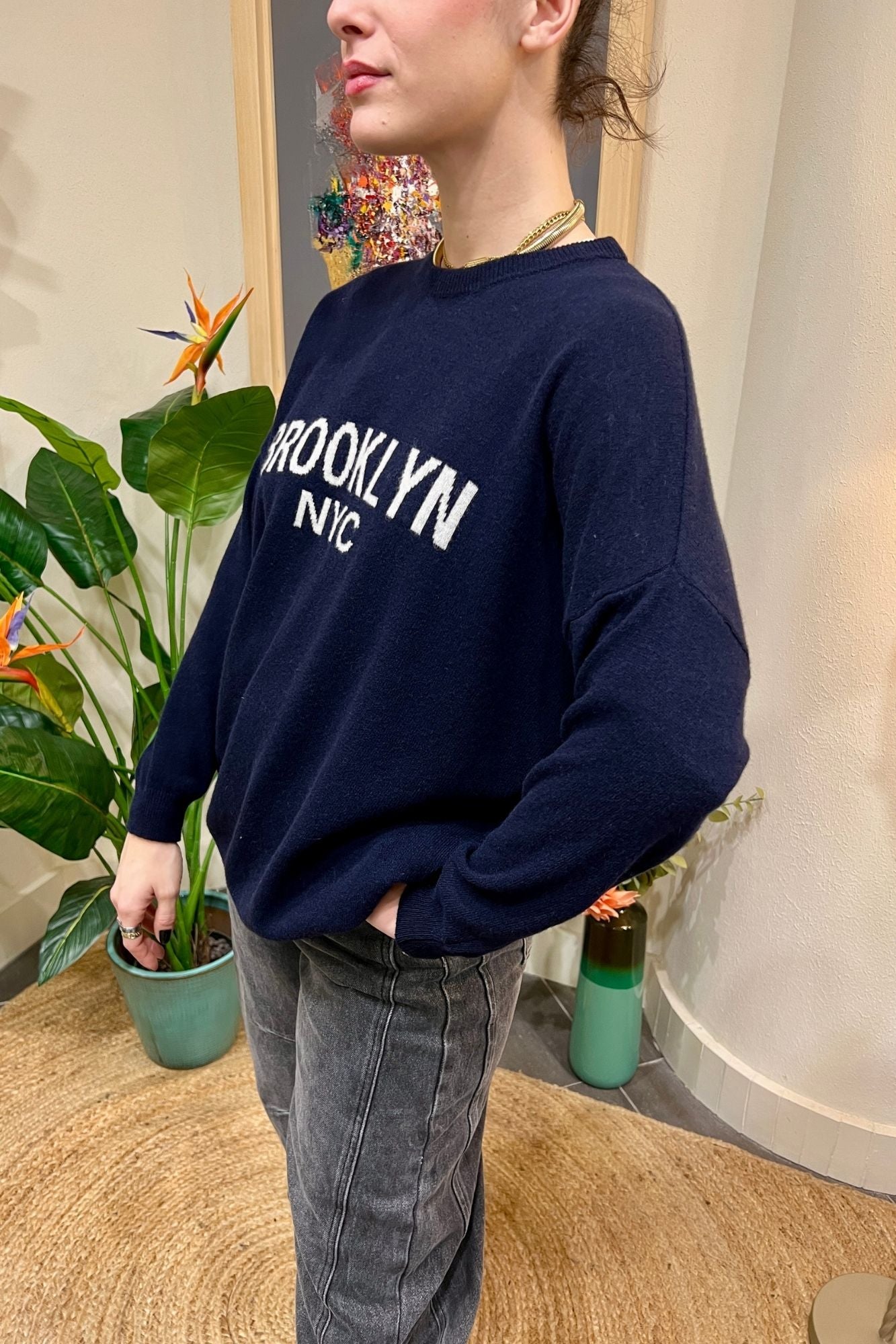 DIXIE Maglione Scritta Dixie Blu