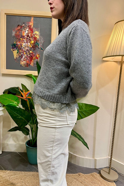 DIXIE Maglione con pizzo Dixie Grigio