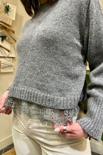 DIXIE Maglione con pizzo Dixie Grigio