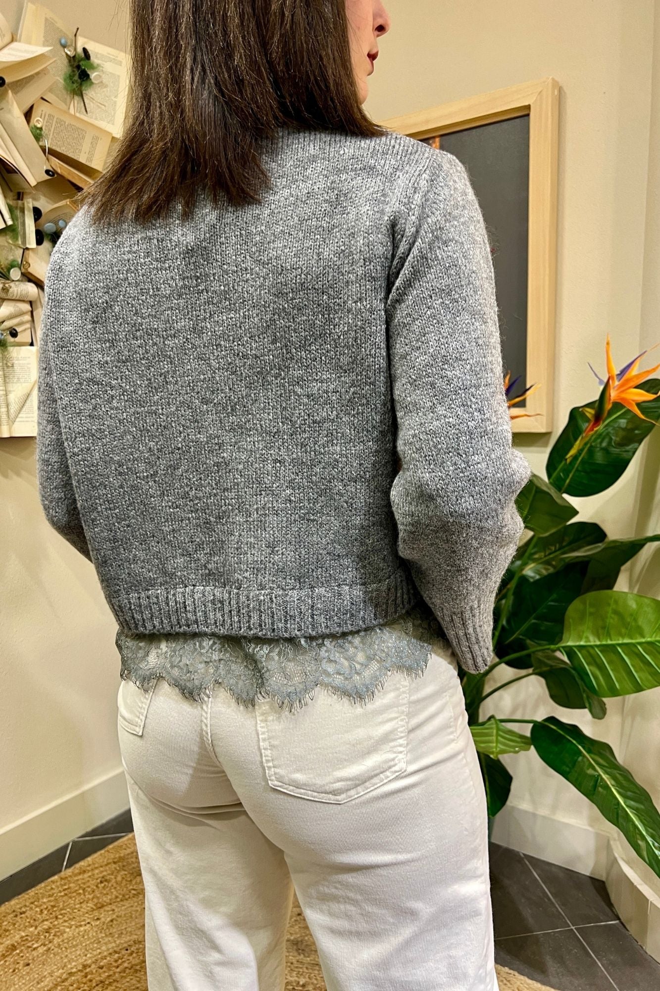 DIXIE Maglione con pizzo Dixie Grigio