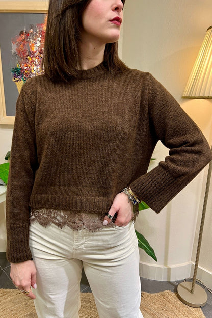 DIXIE Maglione con pizzo Dixie Moro