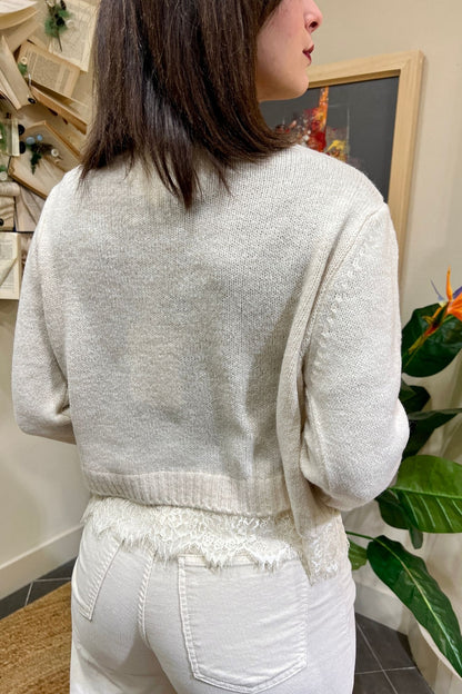 DIXIE Maglione con pizzo Dixie Panna