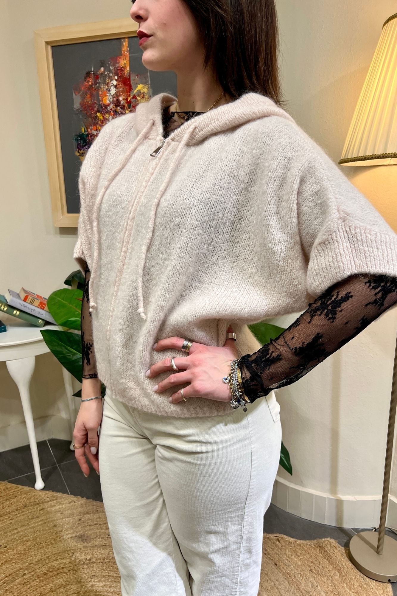 DIXIE Maglione con cappuccio Dixie Burro