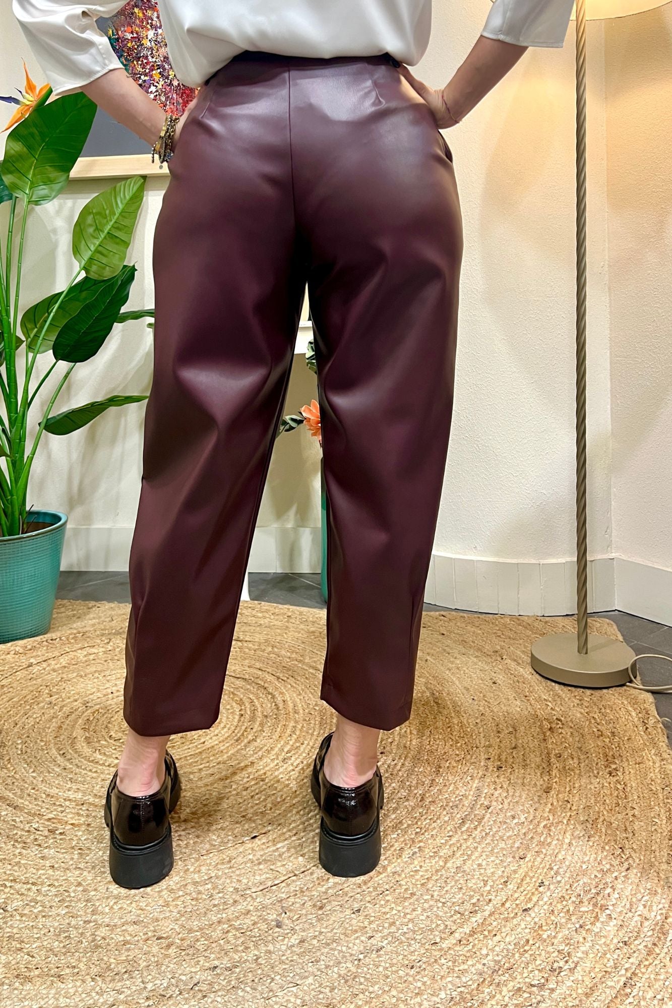 DIXIE Pantalone ecopelle Dixie Bordeau