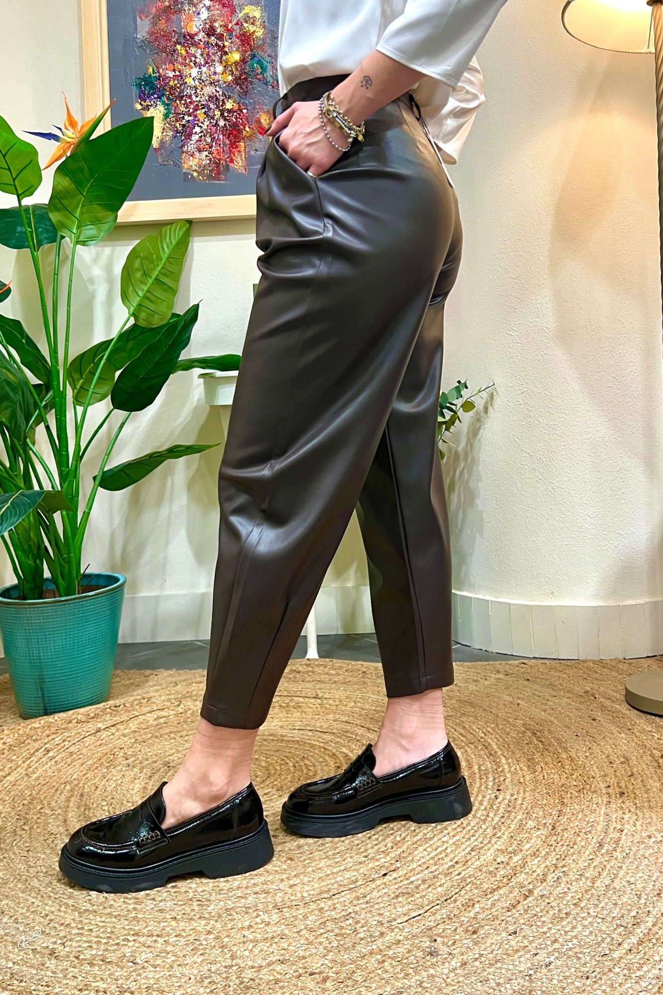 DIXIE Pantalone ecopelle Dixie Moro