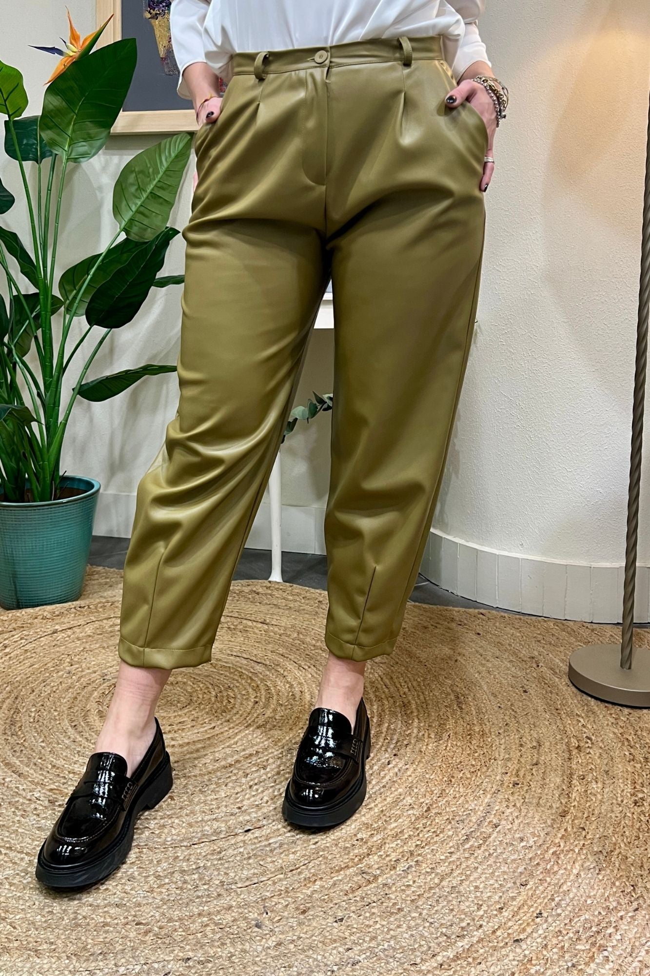 DIXIE Pantalone ecopelle Dixie Olio