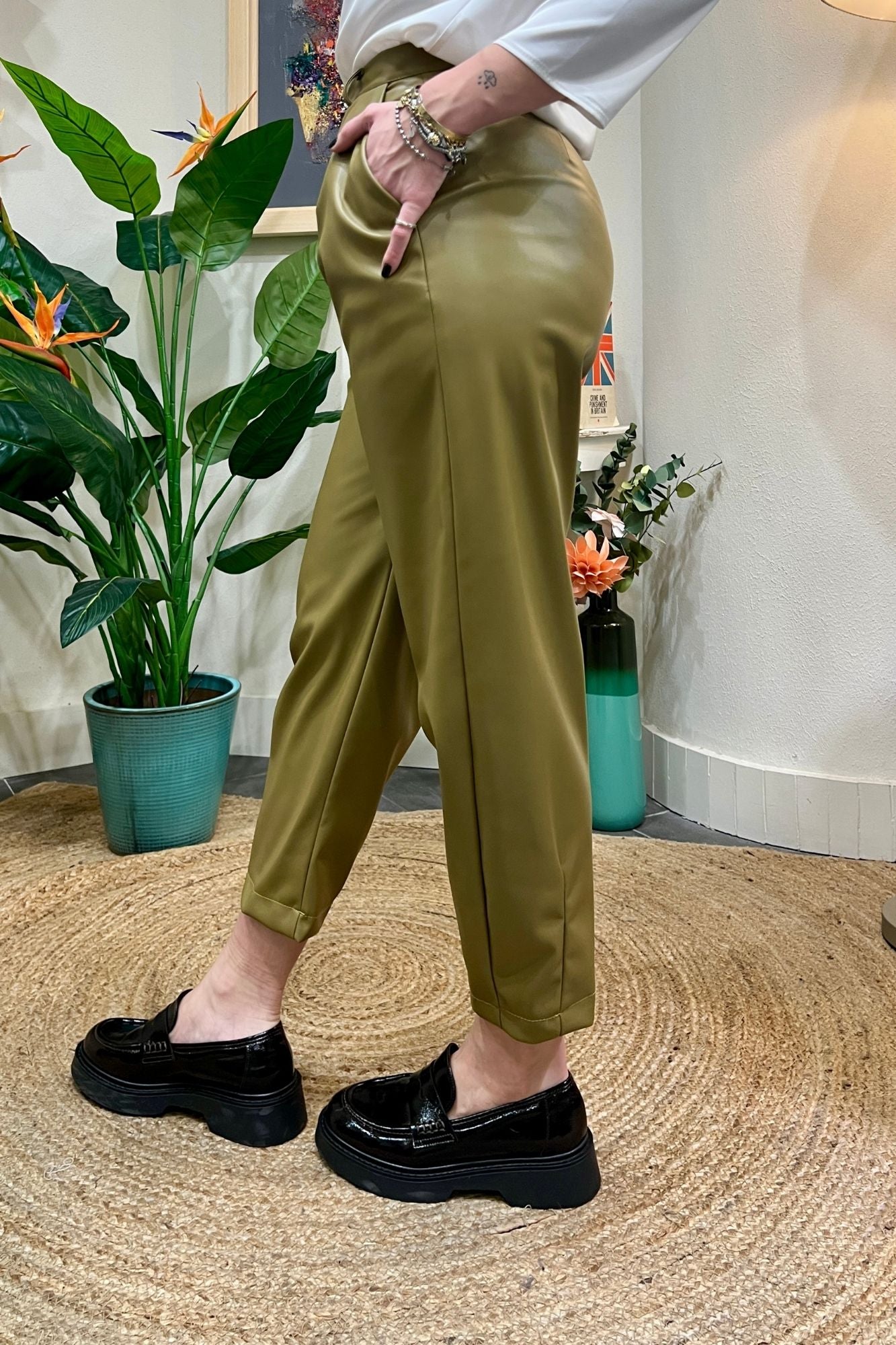 DIXIE Pantalone ecopelle Dixie Olio