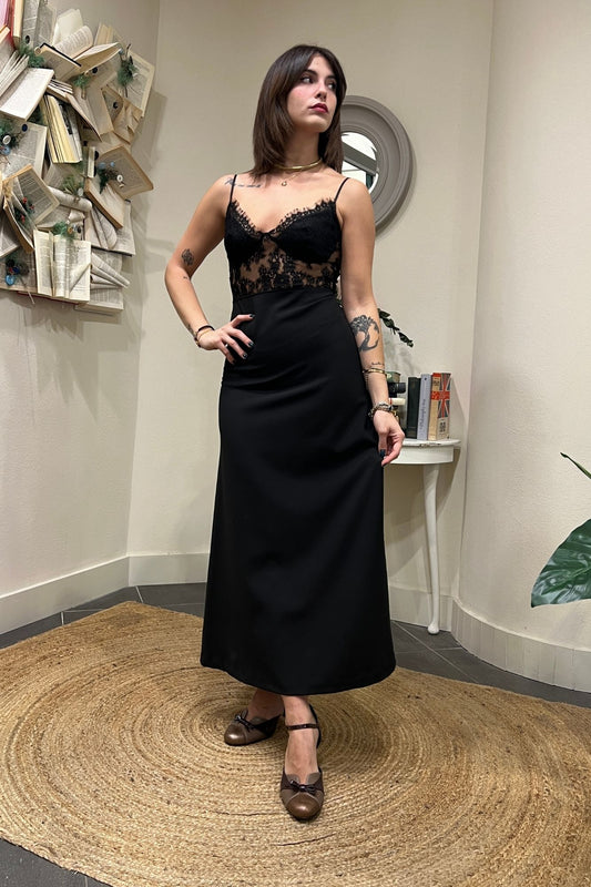 IMPERIAL Abito satin e pizzo Imperial Nero