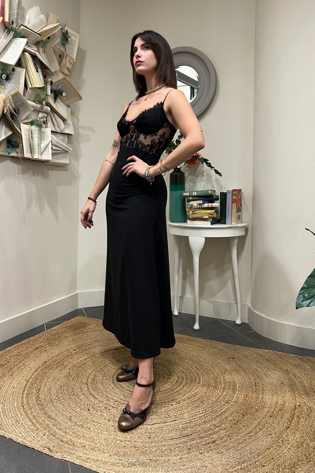 IMPERIAL Abito satin e pizzo Imperial Nero