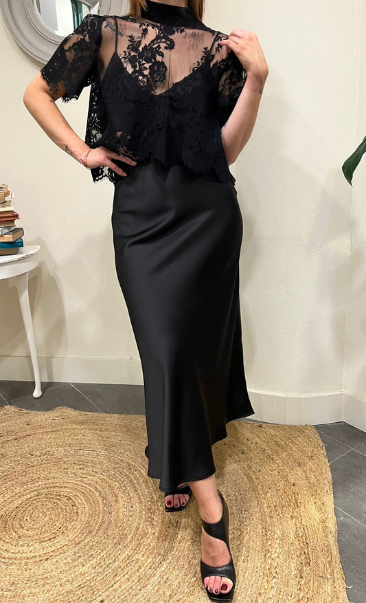 IMPERIAL Abito con kappa di pizzo Imperial Nero Nero