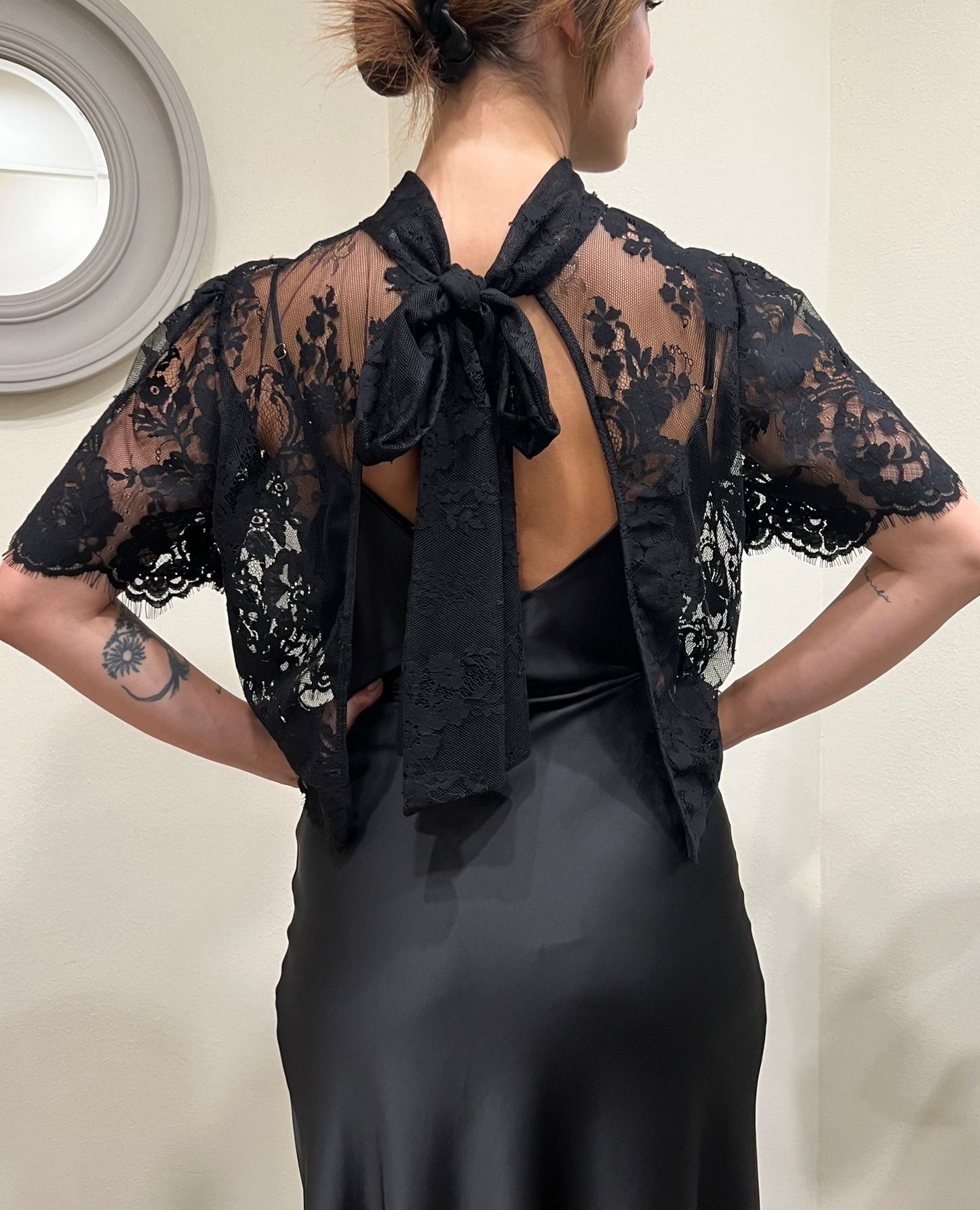 IMPERIAL Abito con kappa di pizzo Imperial Nero Nero