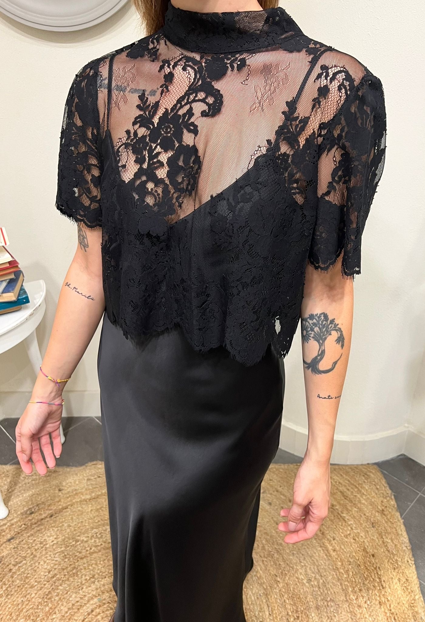 IMPERIAL Abito con kappa di pizzo Imperial Nero Nero