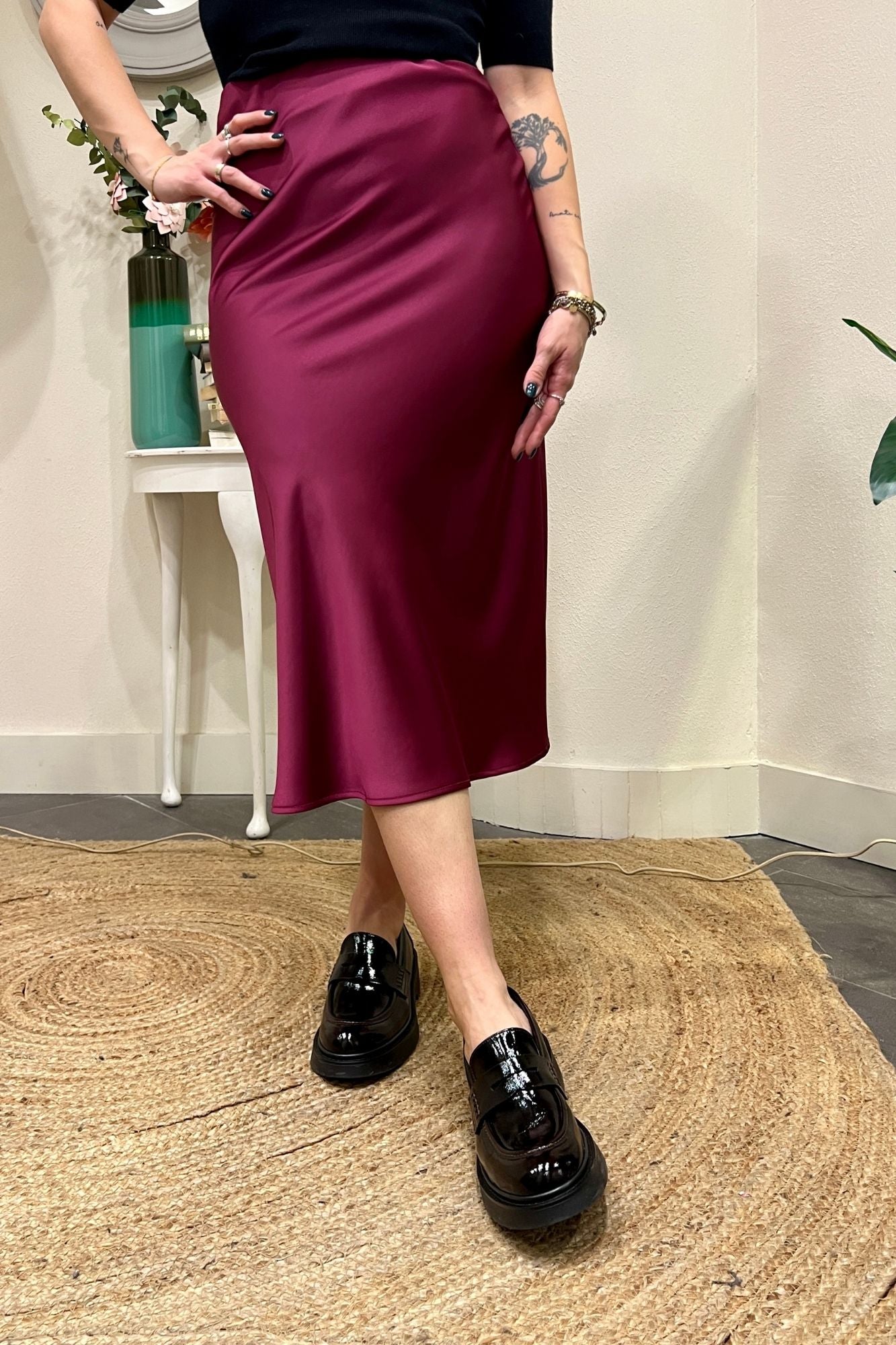 IMPERIAL Gonna 3/4 in satin Imperial Magenta