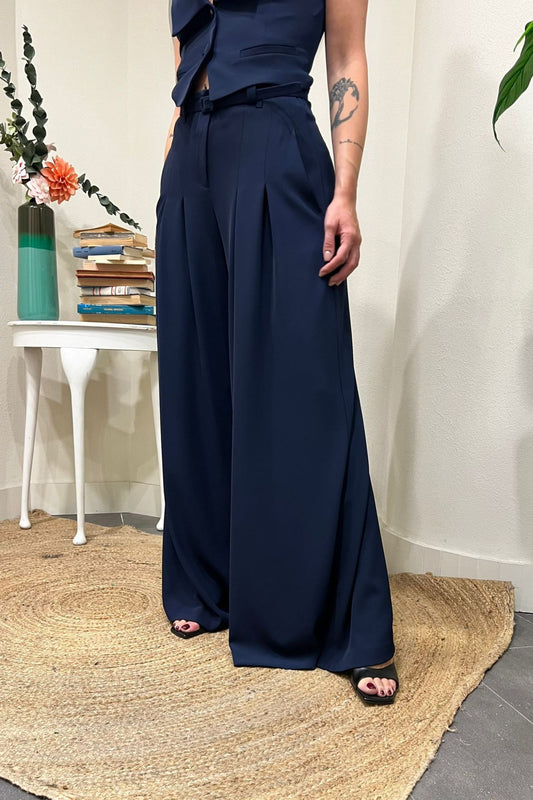 IMPERIAL Pantalone palazzo con cintina Imperial Blu