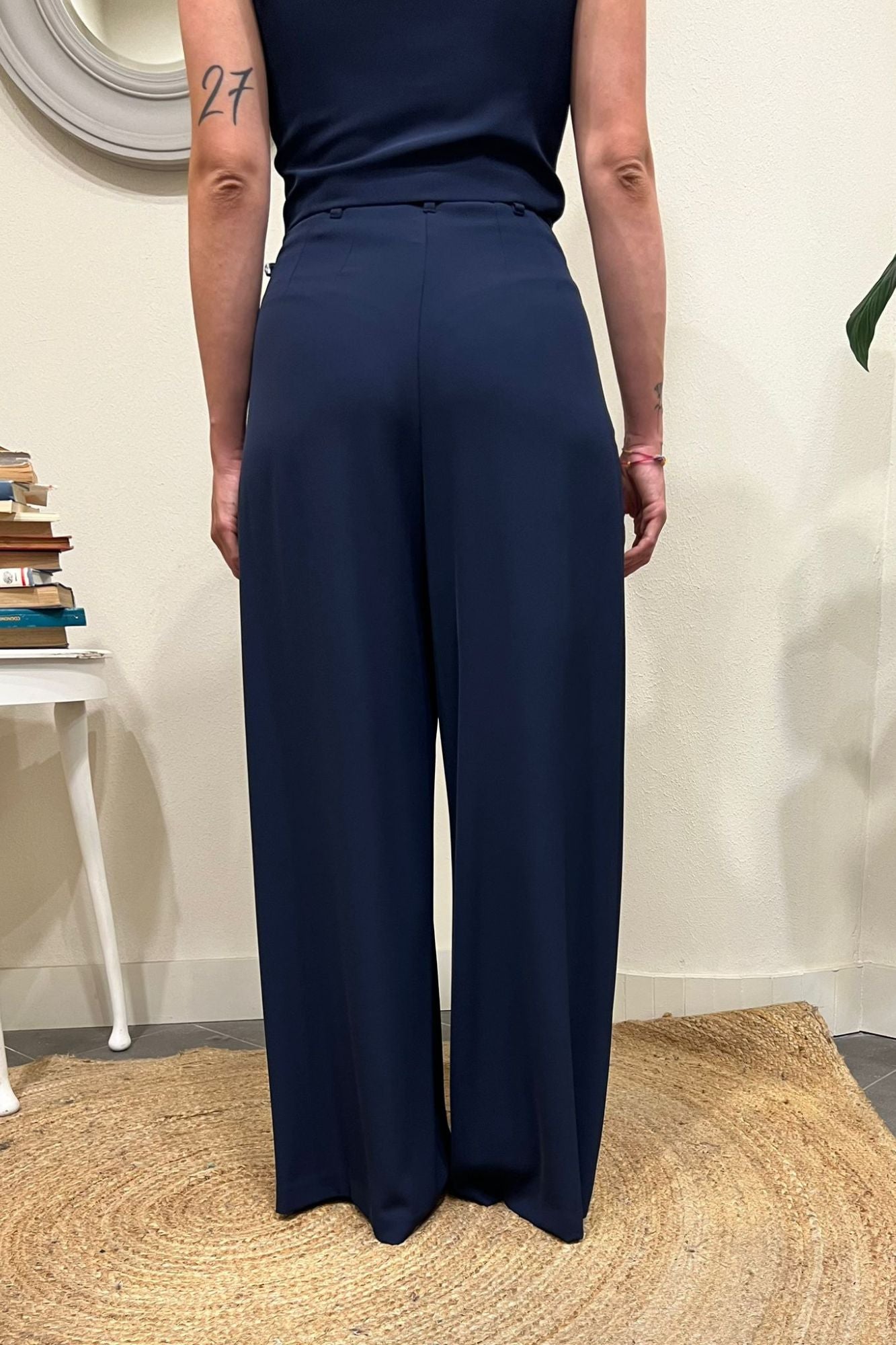 IMPERIAL Pantalone palazzo con cintina Imperial Blu