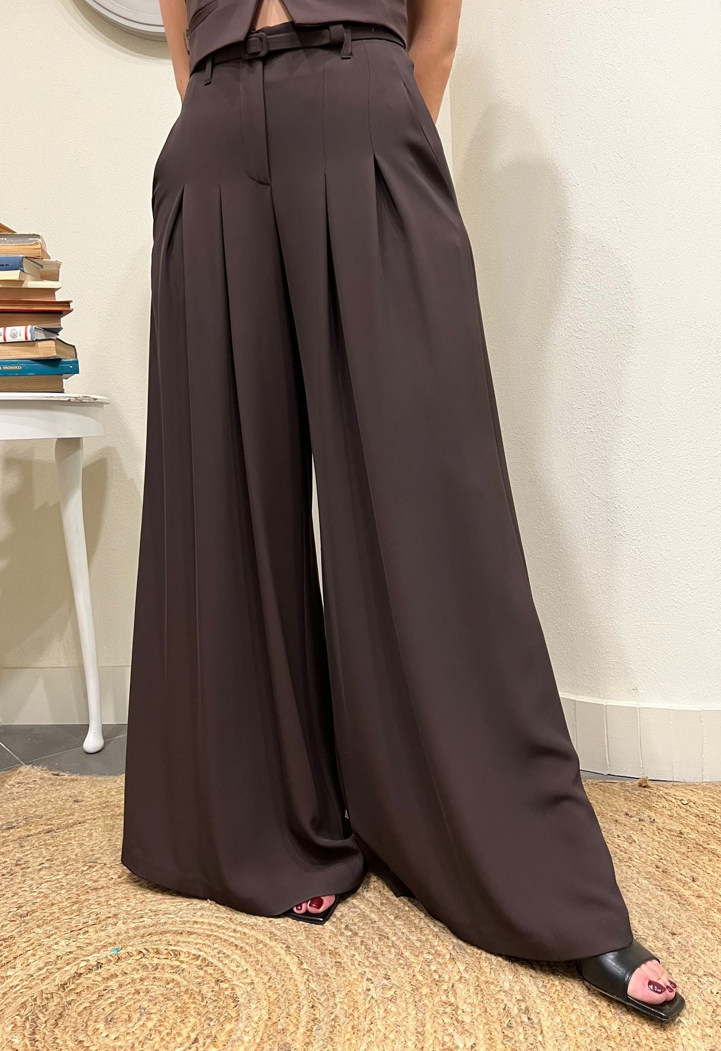 IMPERIAL Pantalone palazzo con cintina Imperial Moro