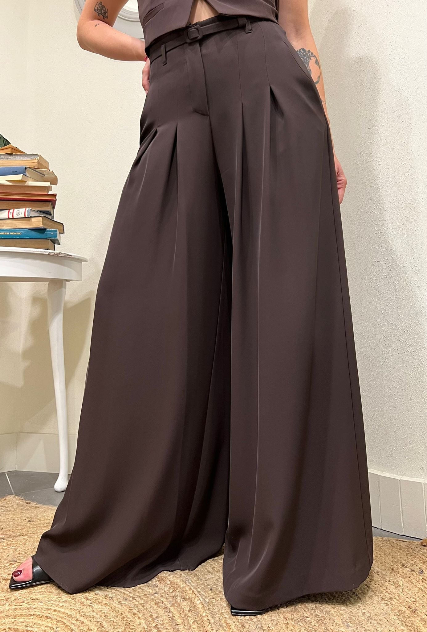IMPERIAL Pantalone palazzo con cintina Imperial Moro