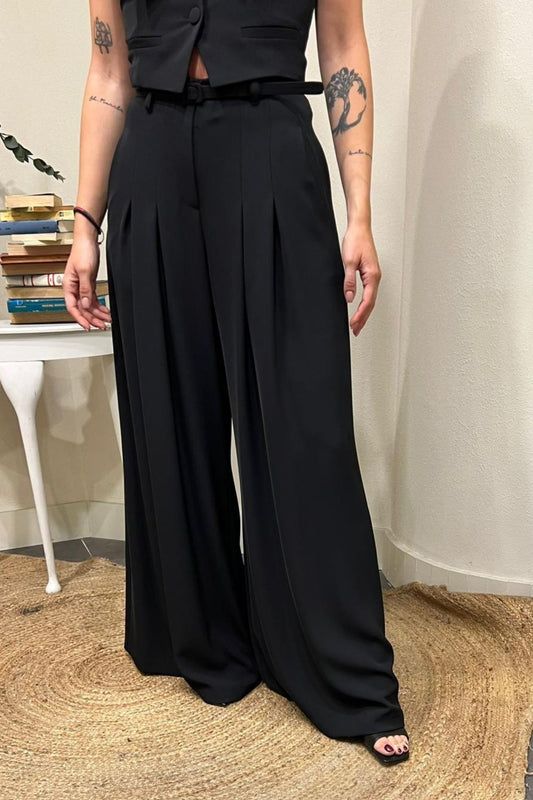 IMPERIAL Pantalone palazzo con cintina Imperial Nero