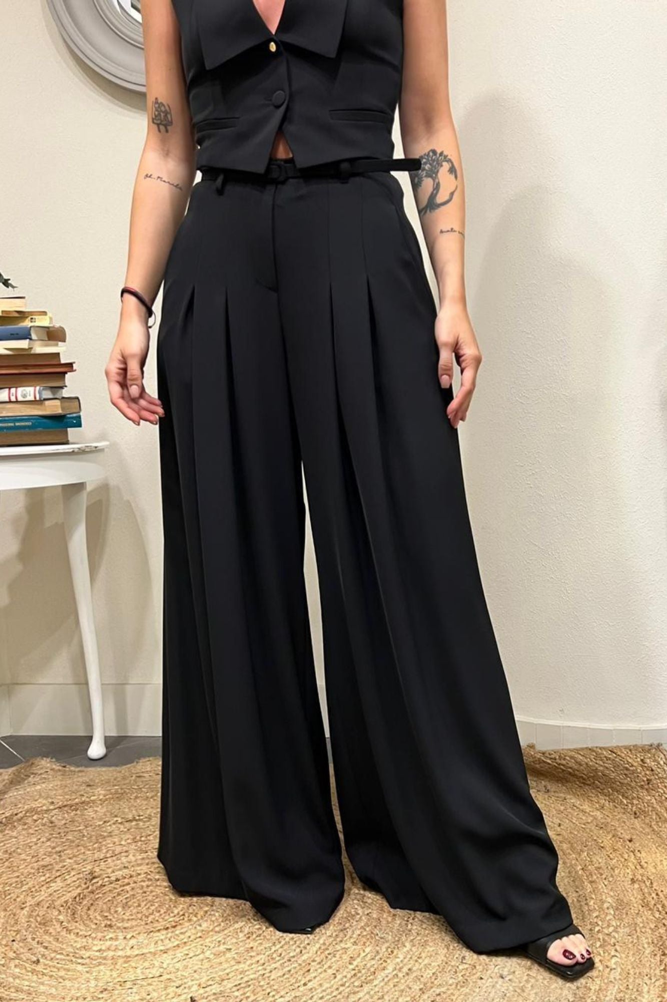 IMPERIAL Pantalone palazzo con cintina Imperial Nero