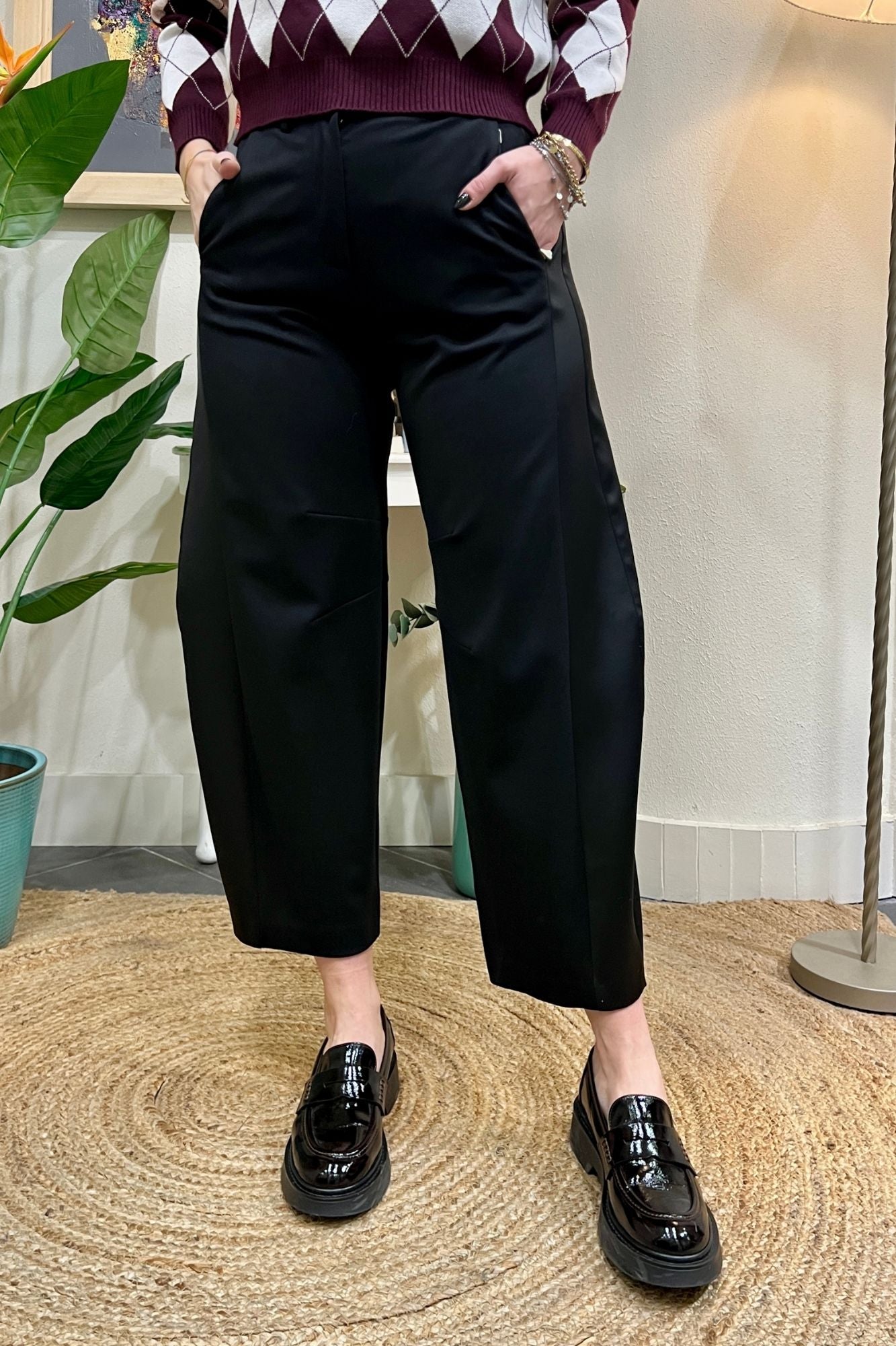 IMPERIAL Pantalone con banda di raso Imperial Nero