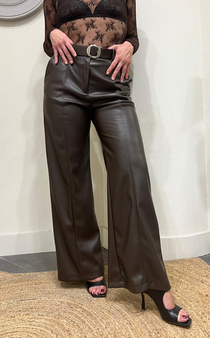IMPERIAL Pantalone palazzo ecopelle Imperial Moro