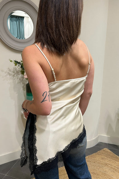 Canottiere in satin e pizzo Imperial