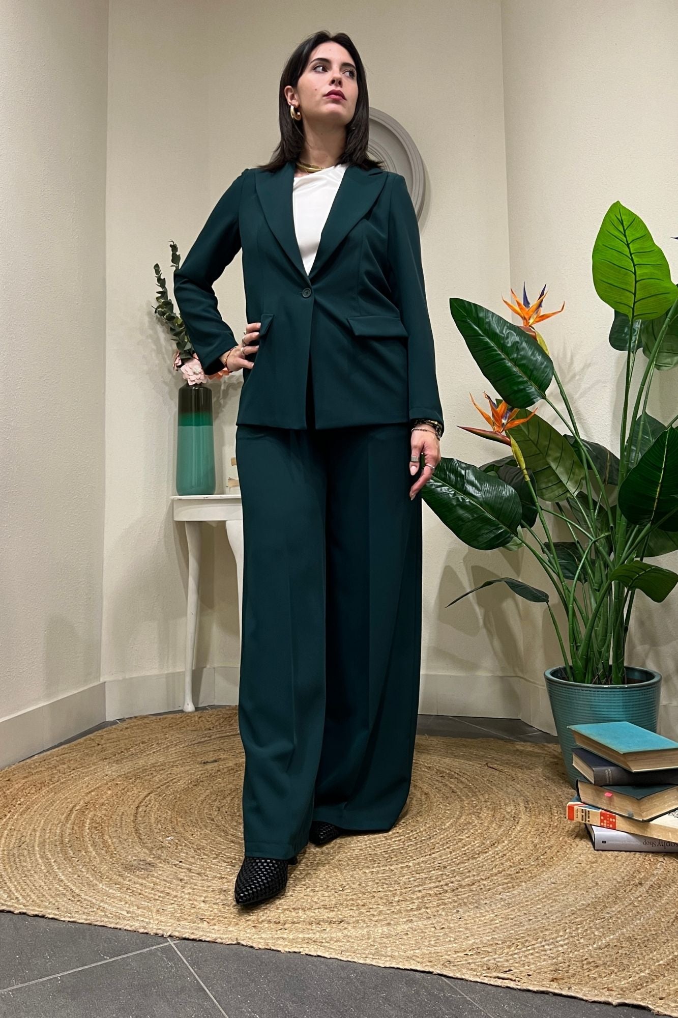 LE STREGHE Pantalone Palazzo Le streghe Verde