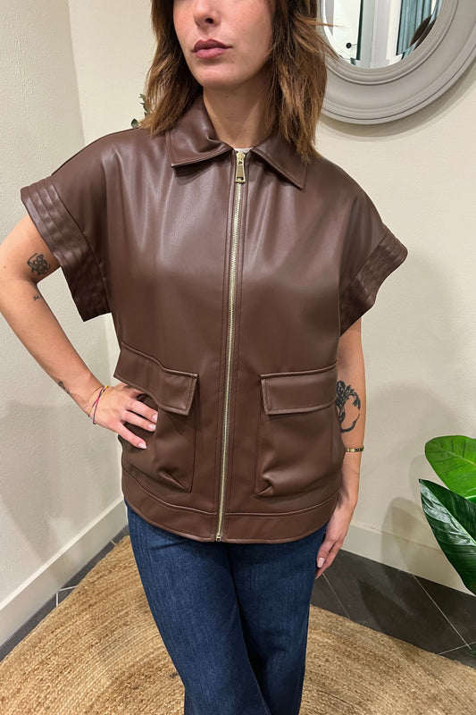 MOTEL Gilet con zip Motel Cioccolato