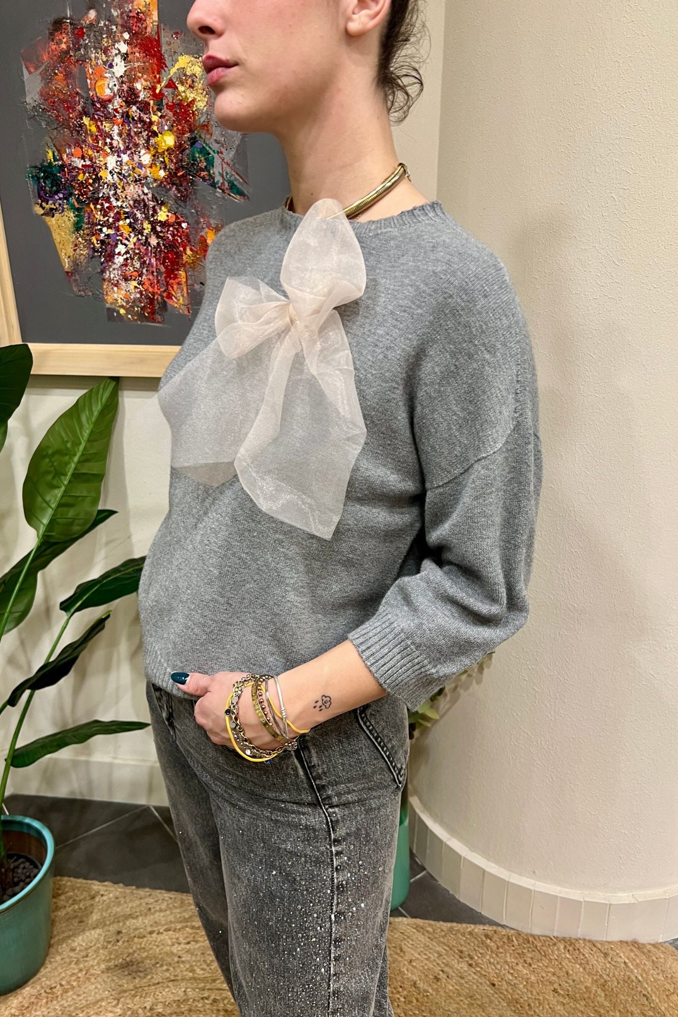 MOTEL Maglione con fiocco Motel Grigio