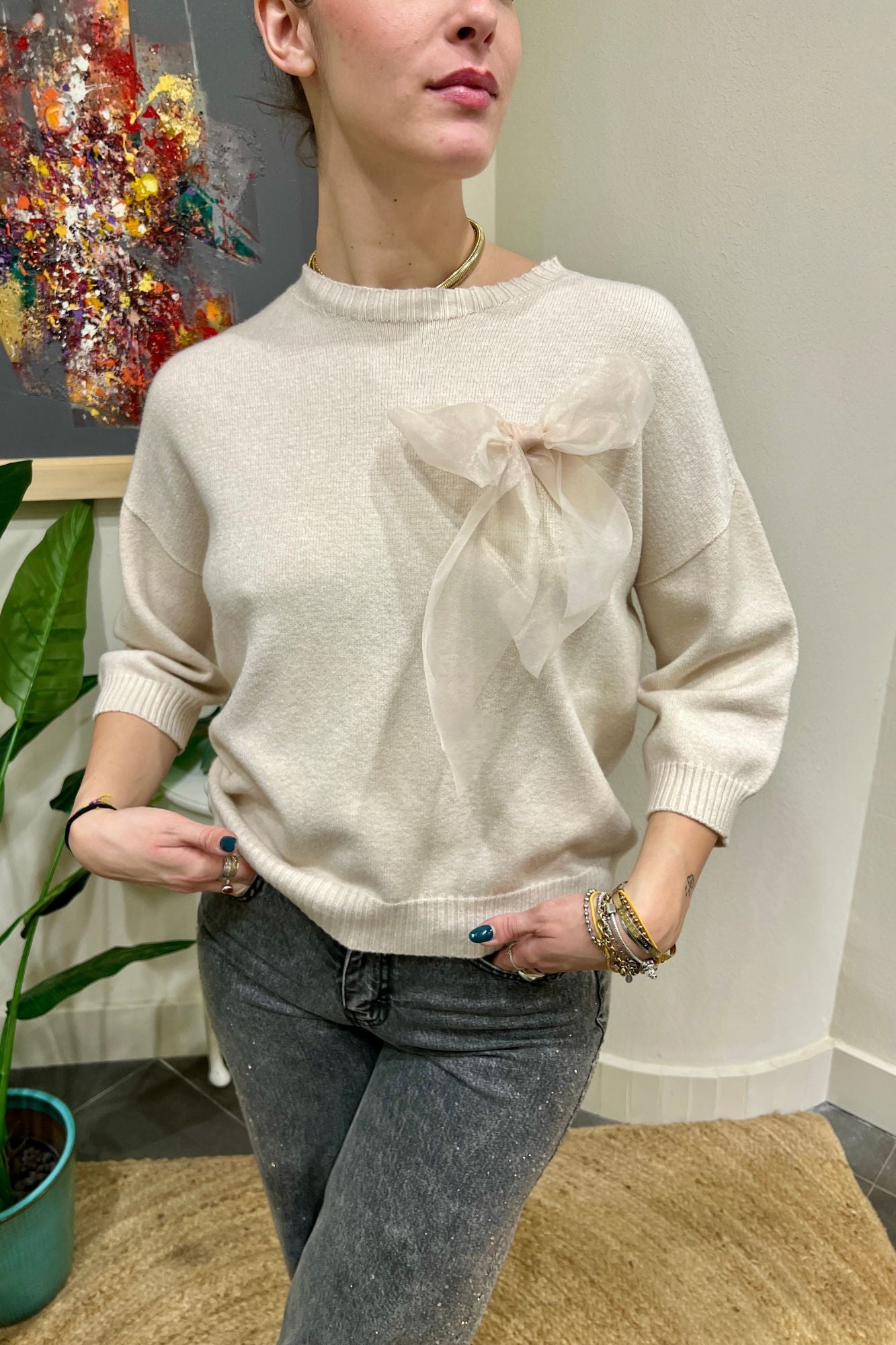 MOTEL Maglione in viscosa Motel Naturale