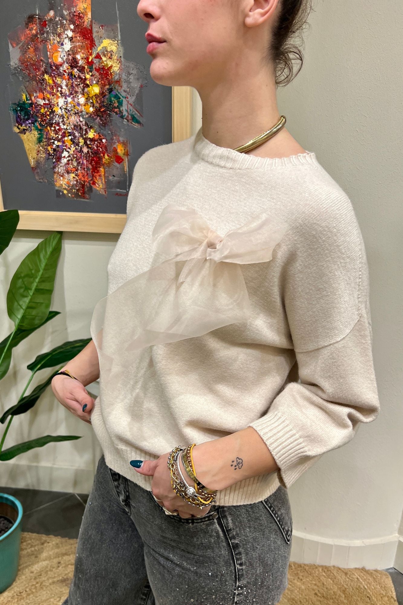 MOTEL Maglione in viscosa Motel Naturale