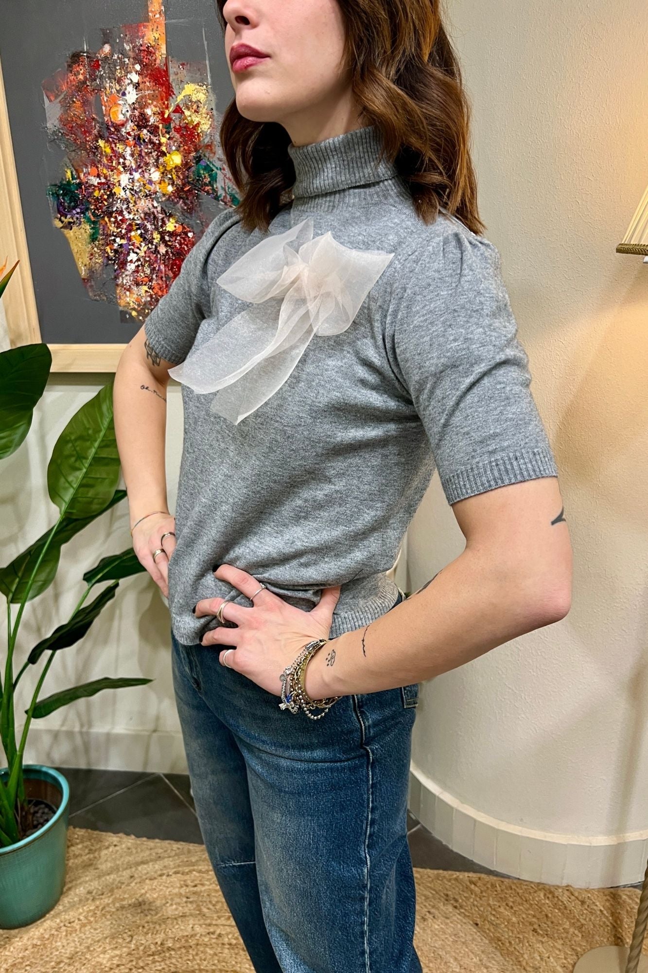 MOTEL Lupetto manica corta Motel Grigio