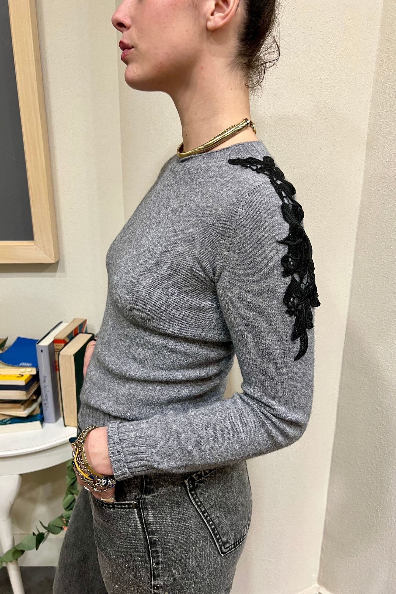 MOTEL Maglia con applicazioni Motel Acciaio